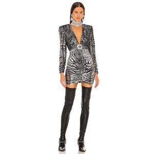 DUNDAS x REVOLVE Stardust Mini Dress PlungeNeck Open Back Party Evening NYE M